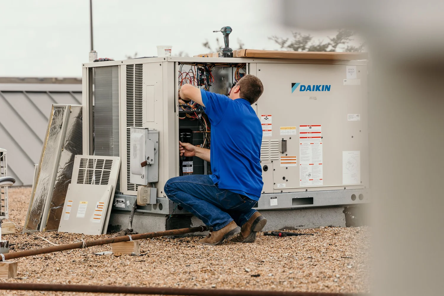 HVAC technician on the job